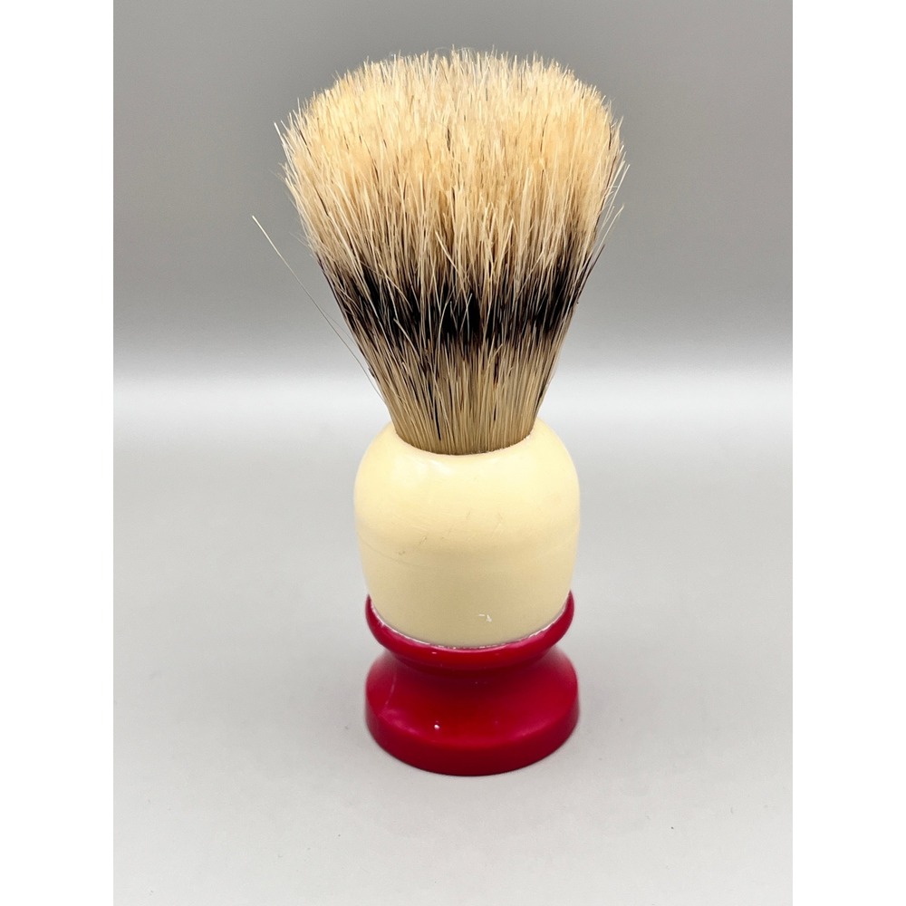 Vtg Ever-Ready 100 Shaving Brush Red Cream Handle Made in USA Sterilized 4"